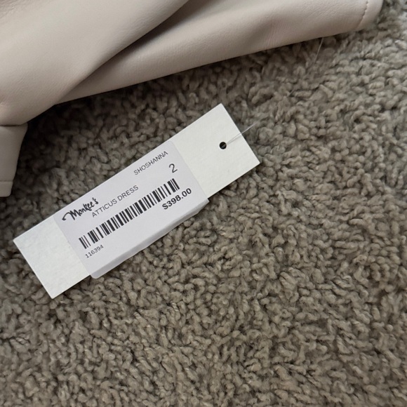 Brand New Shoshanna Sleeveless Faux-Leather Belted Mini Dress in Cream size 2 - Picture 3 of 3